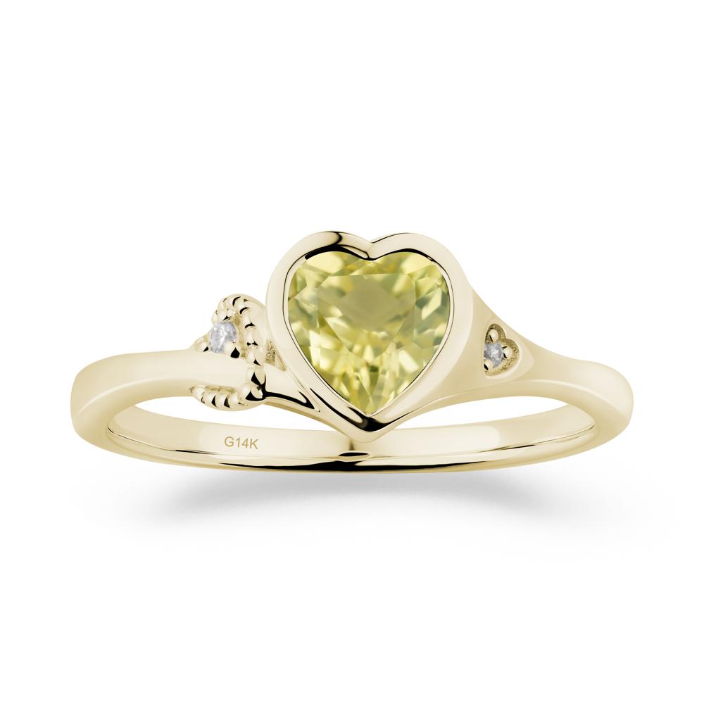Heart Cut Lemon Quartz Full Bezel Ring - LUO Jewelry #metal_14k yellow gold
