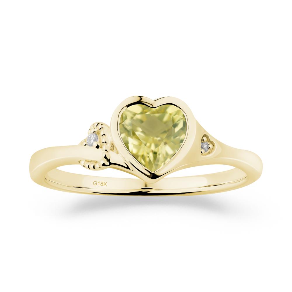Heart Cut Lemon Quartz Full Bezel Ring - LUO Jewelry #metal_18k yellow gold