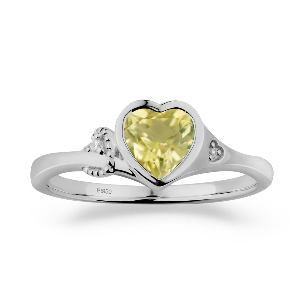 Heart Cut Lemon Quartz Full Bezel Ring - LUO Jewelry #metal_platinum