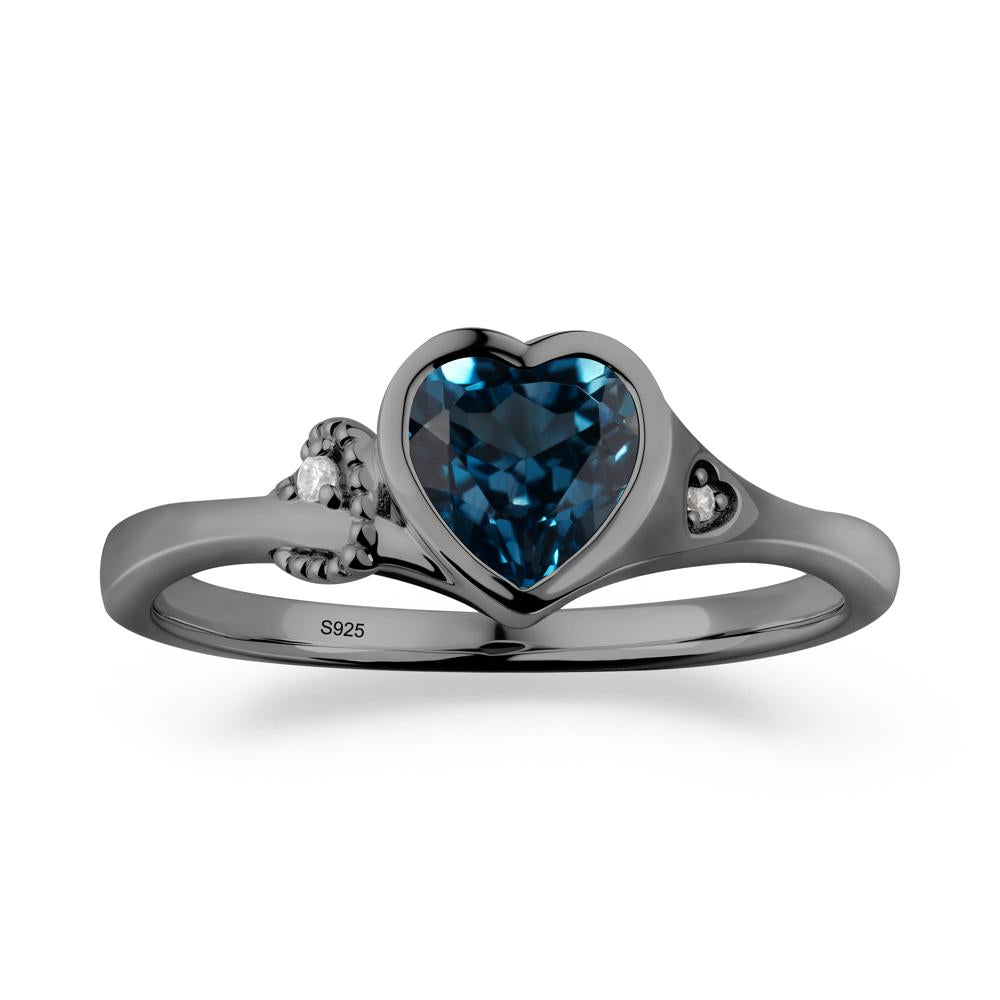 Romantic Filigree Knot London Blue Topaz Ring - LUO Jewelry #metal_black finish sterling silver