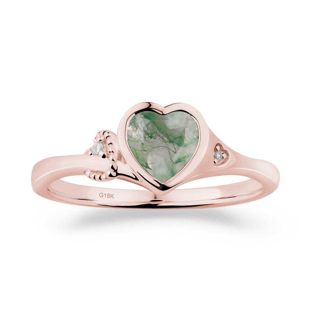 Heart Cut Moss Agate Full Bezel Ring - LUO Jewelry #metal_18k rose gold