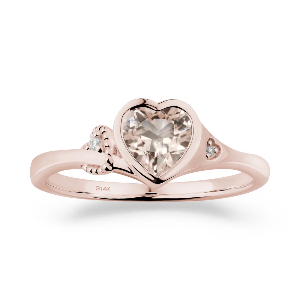 Heart Cut Morganite Full Bezel Ring - LUO Jewelry #metal_14k rose gold