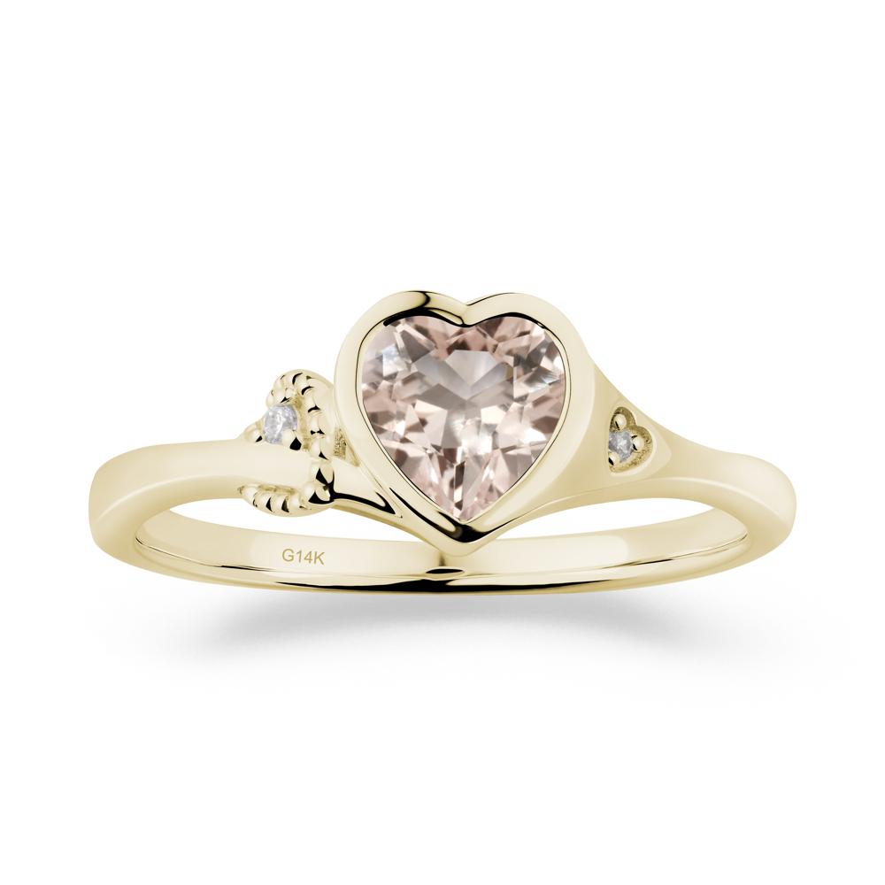 Heart Cut Morganite Full Bezel Ring - LUO Jewelry #metal_14k yellow gold