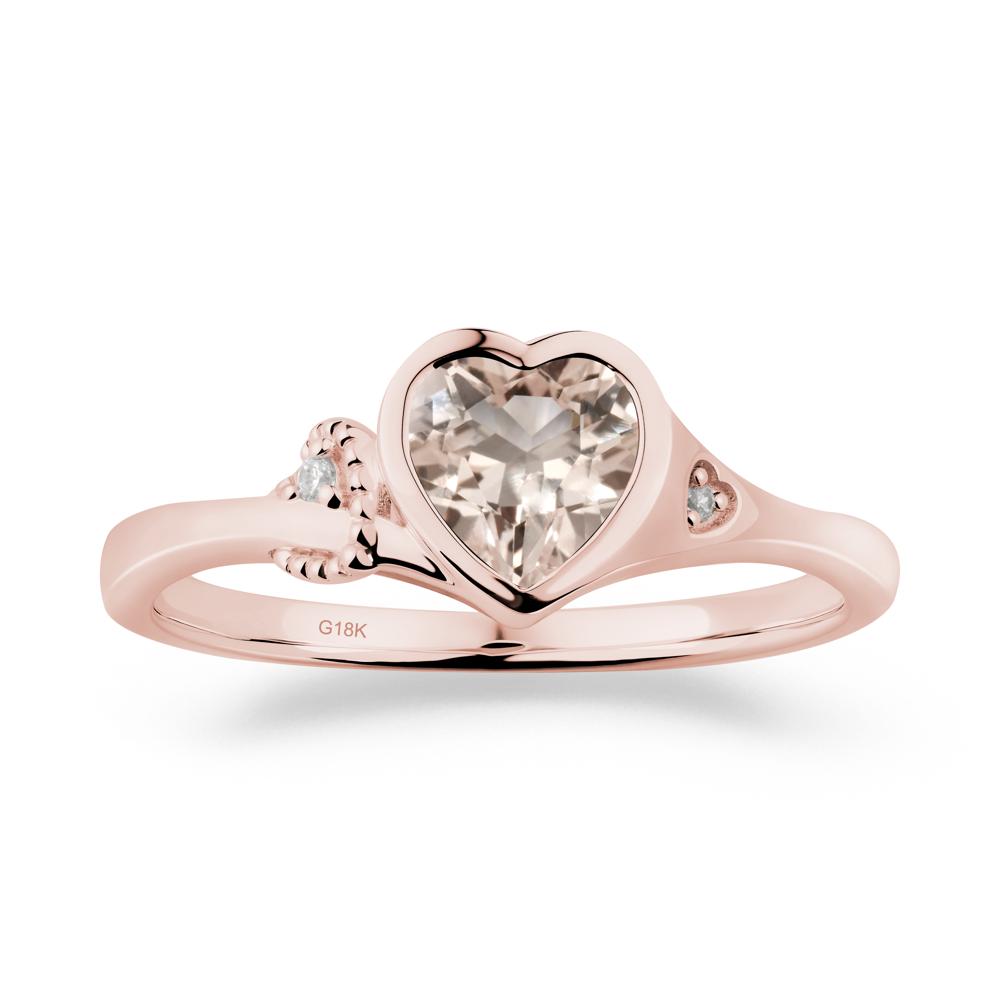Heart Cut Morganite Full Bezel Ring - LUO Jewelry #metal_18k rose gold