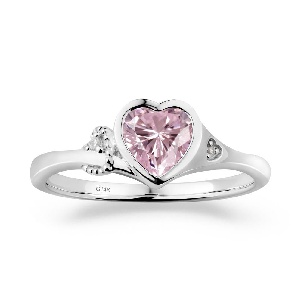 Vintage Heart Pink Cubic Zirconia Knot Ring - LUO Jewelry #metal_14k white gold