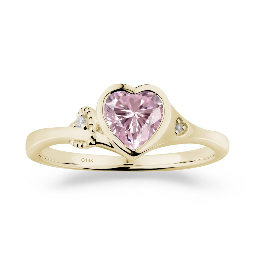 Vintage Heart Pink Cubic Zirconia Knot Ring - LUO Jewelry #metal_14k yellow gold