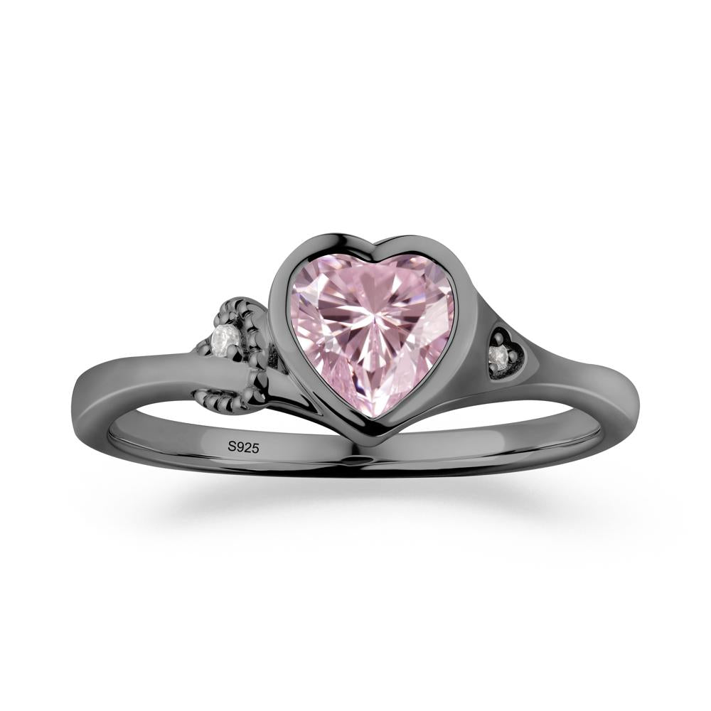 Vintage Heart Pink Cubic Zirconia Knot Ring - LUO Jewelry #metal_black finish sterling silver