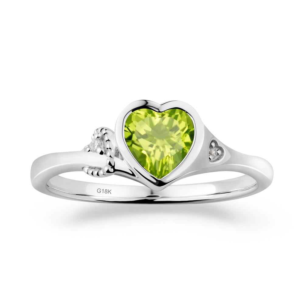 Heart Cut Peridot Full Bezel Ring - LUO Jewelry #metal_18k white gold
