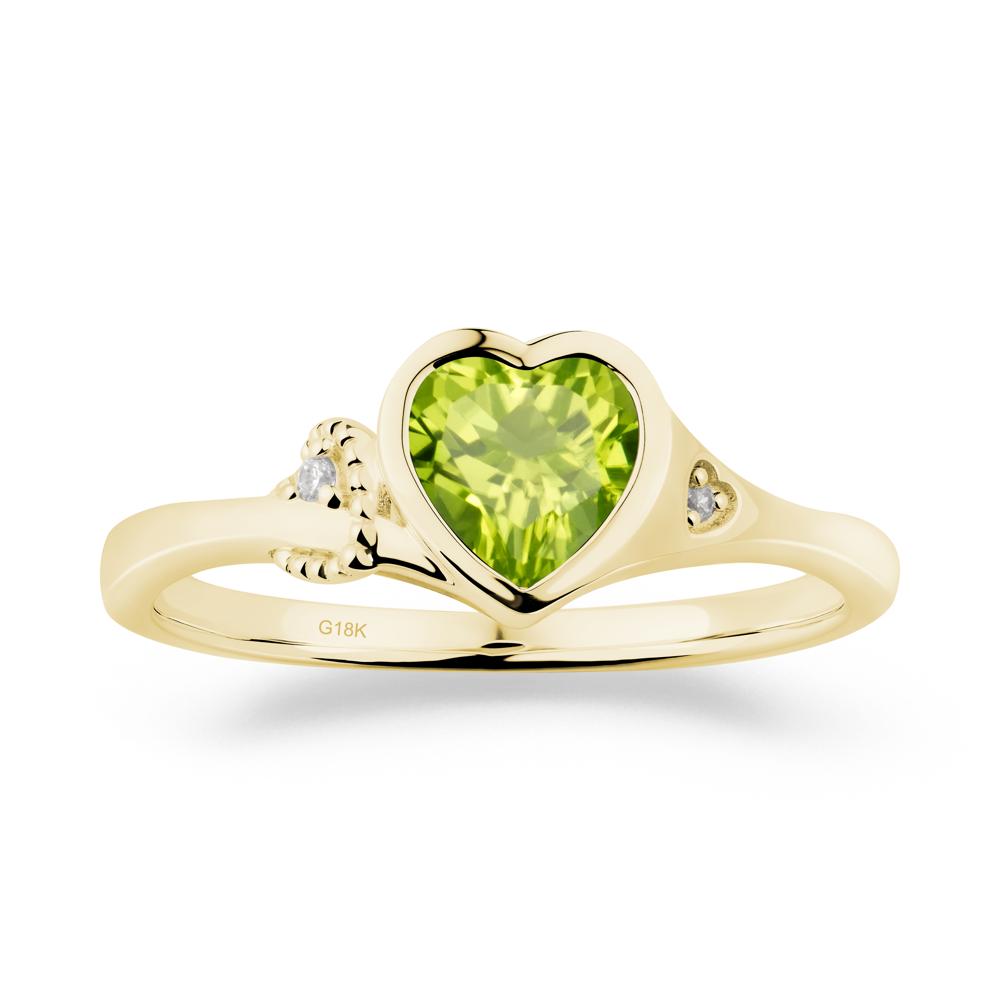 Heart Cut Peridot Full Bezel Ring - LUO Jewelry #metal_18k yellow gold