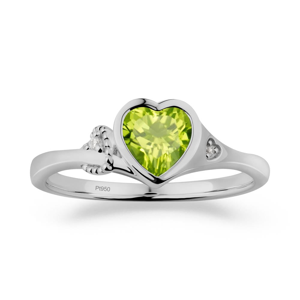Heart Cut Peridot Full Bezel Ring - LUO Jewelry #metal_platinum