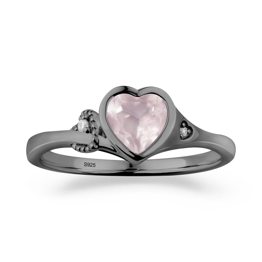 Romantic Filigree Knot Rose Quartz Ring - LUO Jewelry #metal_black finish sterling silver