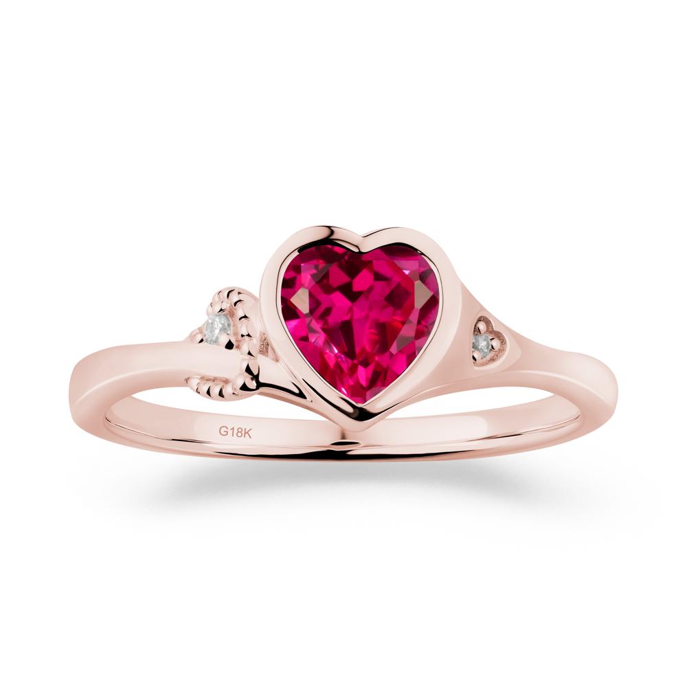 Heart Cut Ruby Full Bezel Ring - LUO Jewelry #metal_18k rose gold
