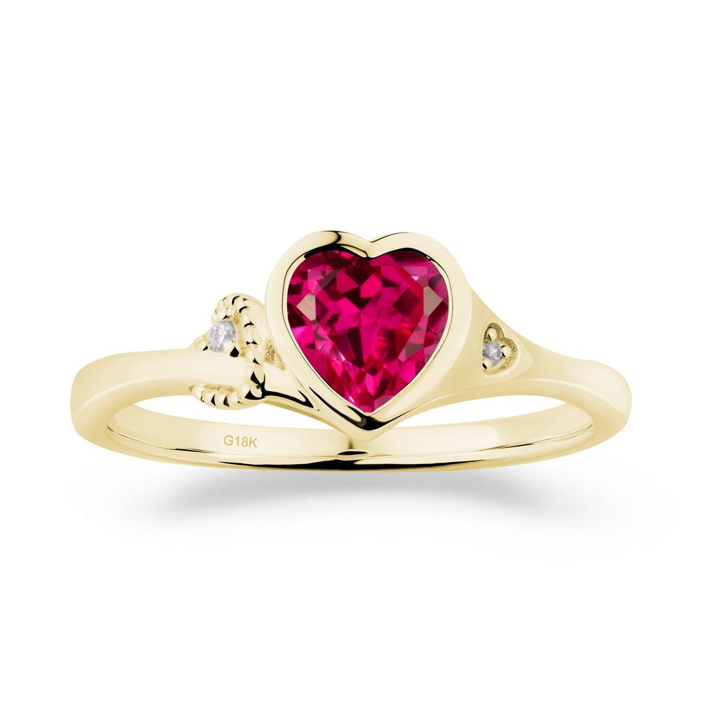 Heart Cut Ruby Full Bezel Ring - LUO Jewelry #metal_18k yellow gold