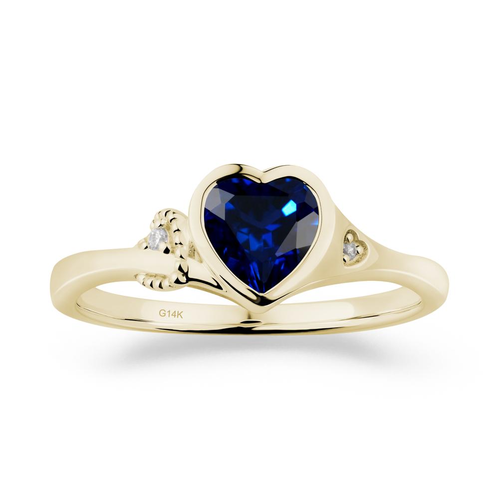 Heart Cut Sapphire Full Bezel Ring - LUO Jewelry #metal_14k yellow gold