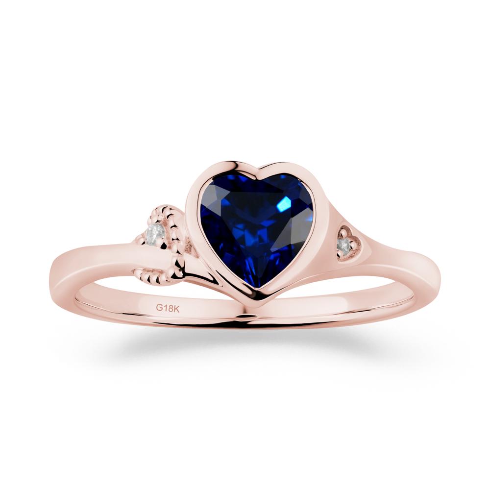 Heart Cut Sapphire Full Bezel Ring - LUO Jewelry #metal_18k rose gold