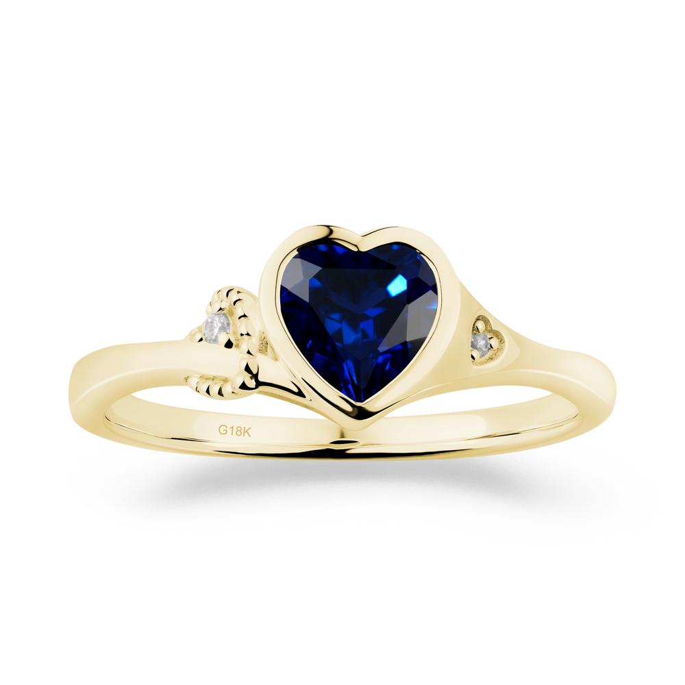 Heart Cut Sapphire Full Bezel Ring - LUO Jewelry #metal_18k yellow gold