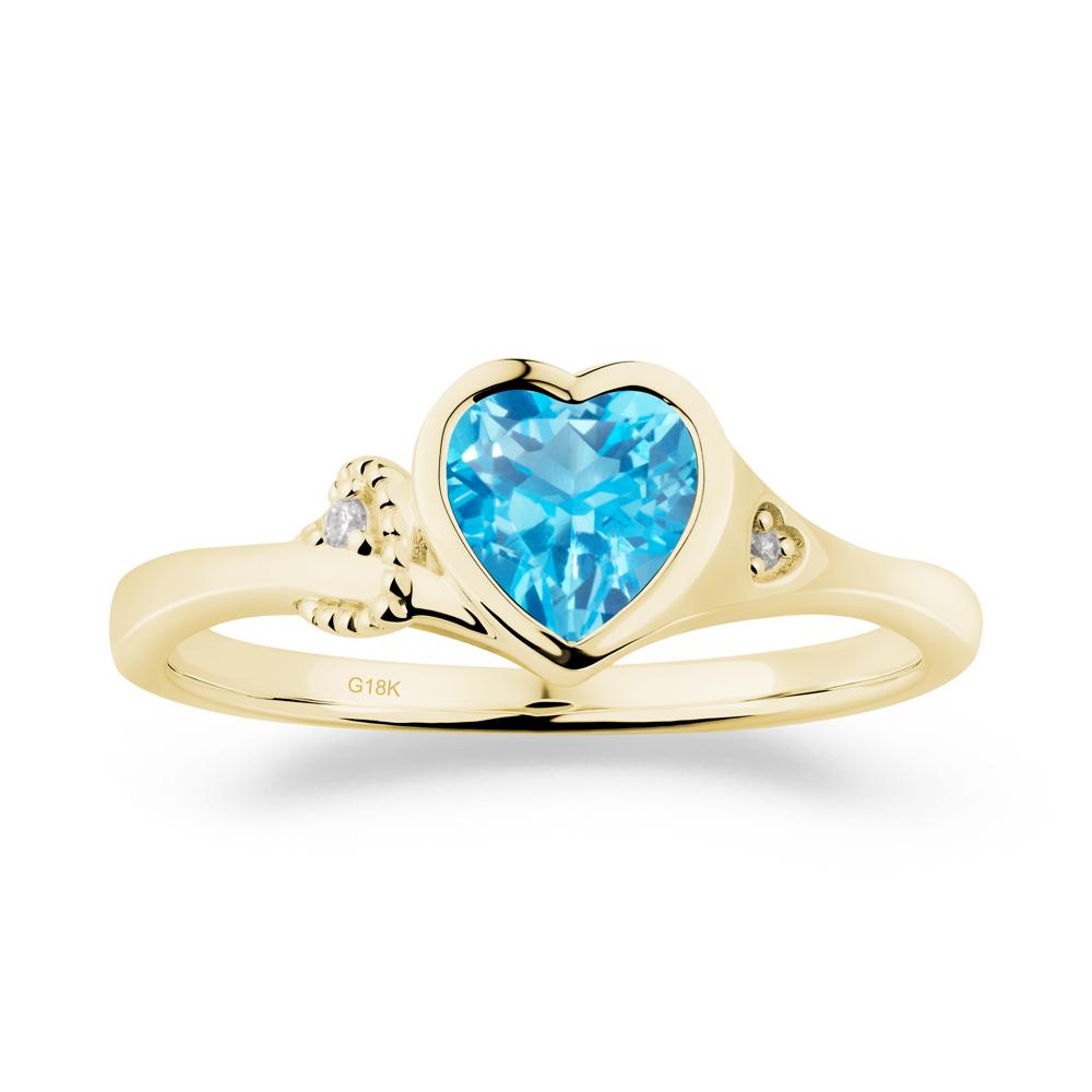 Heart Cut Swiss Blue Topaz Full Bezel Ring - LUO Jewelry #metal_18k yellow gold