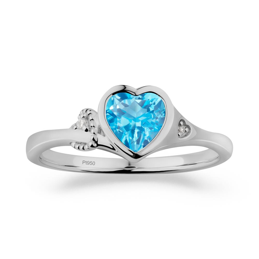 Heart Cut Swiss Blue Topaz Full Bezel Ring - LUO Jewelry #metal_platinum