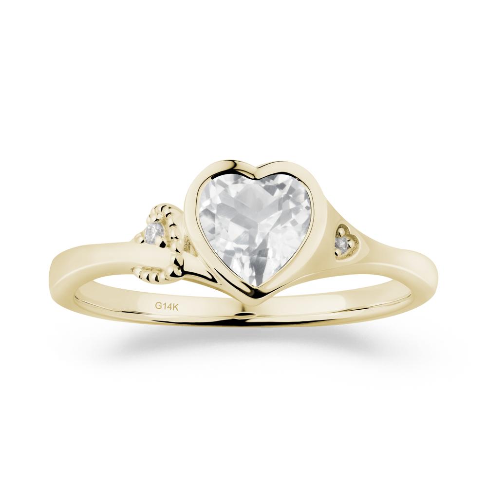Vintage Heart White Topaz Knot Ring - LUO Jewelry #metal_14k yellow gold
