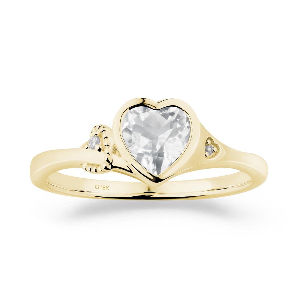 Vintage Heart White Topaz Knot Ring - LUO Jewelry #metal_18k yellow gold