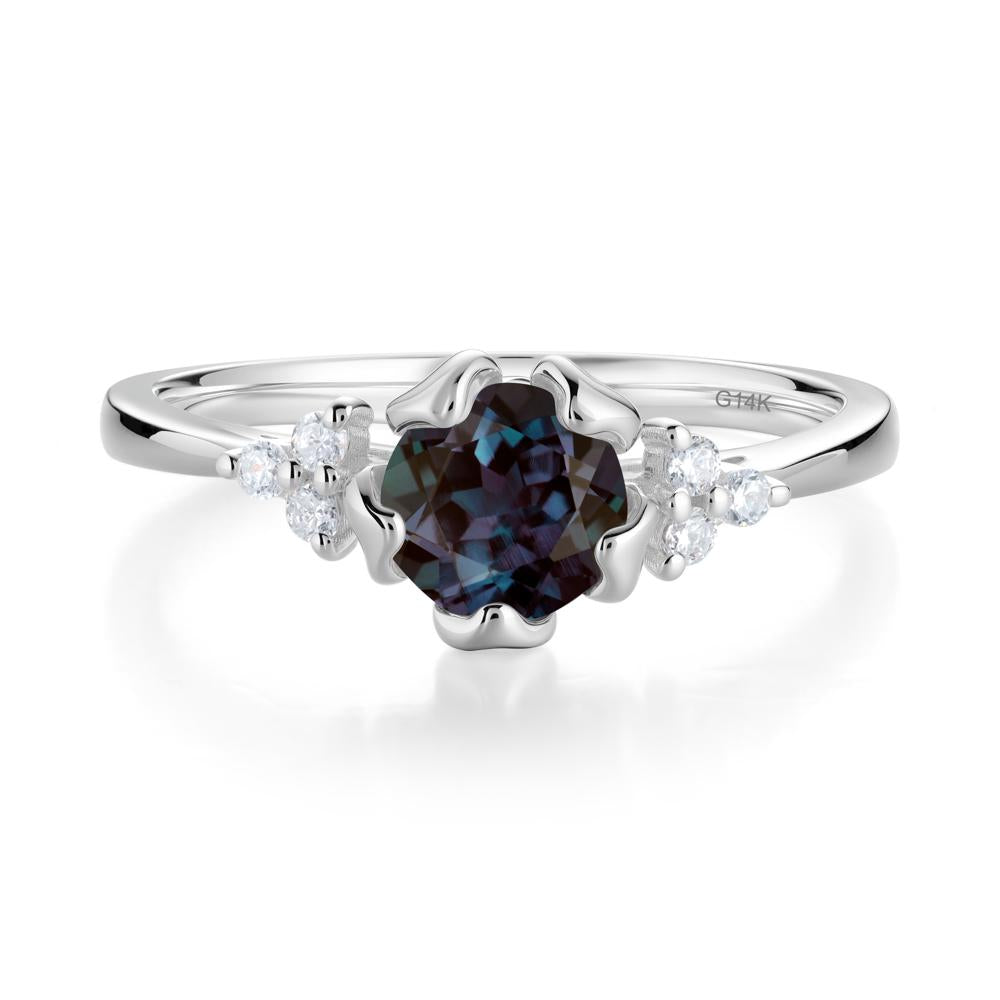 Floral Alexandrite Cluster Ring - LUO Jewelry #metal_14k white gold