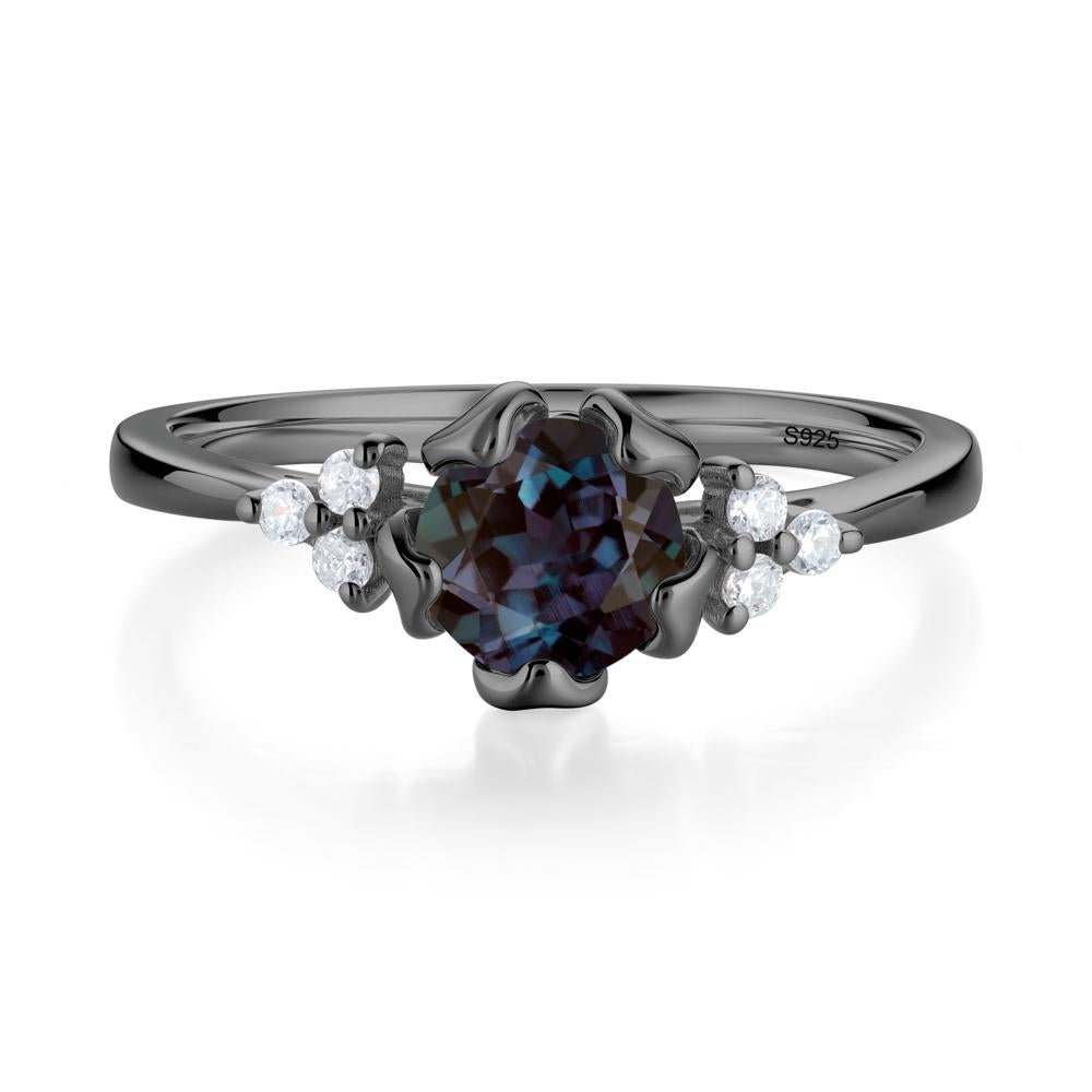 Floral Alexandrite Cluster Ring - LUO Jewelry #metal_black finish sterling silver