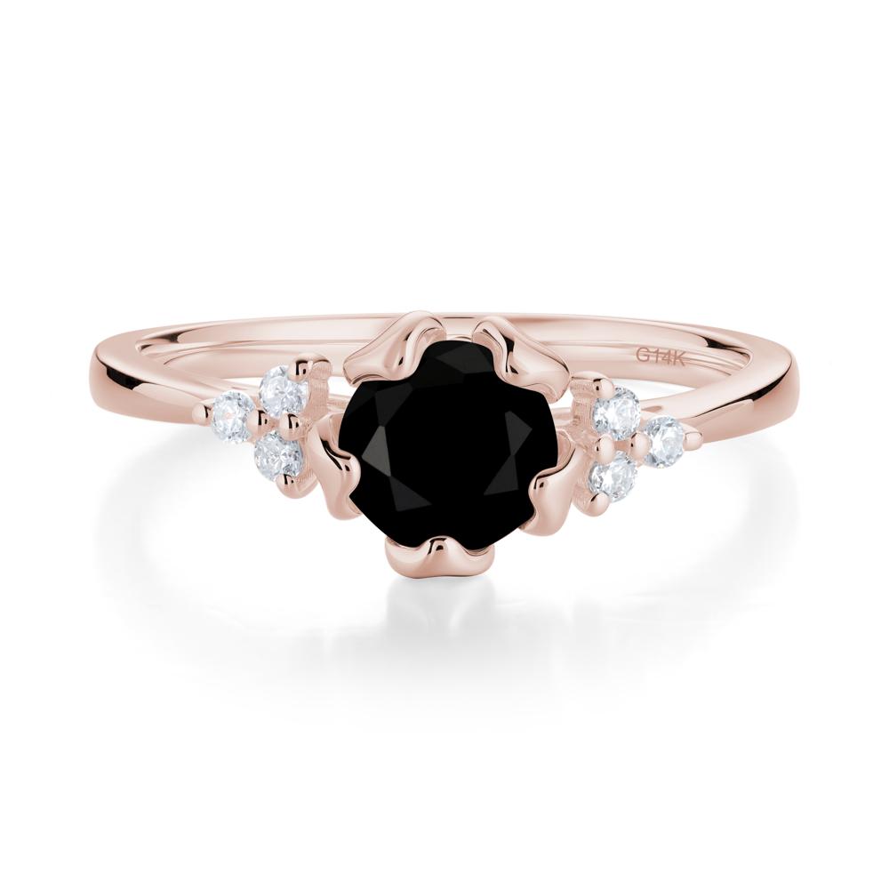 Blooming Black Spinel Flower Ring - LUO Jewelry #metal_14k rose gold