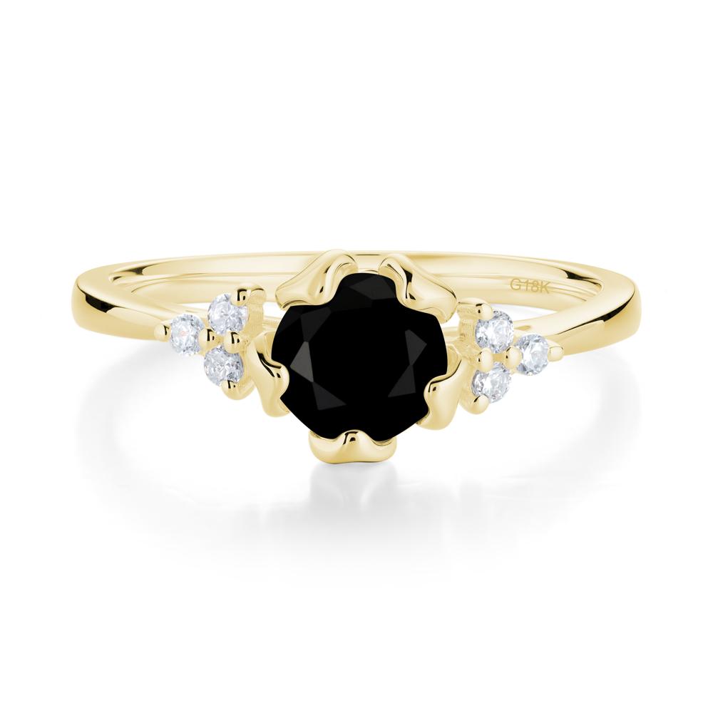 Blooming Black Spinel Flower Ring - LUO Jewelry #metal_18k yellow gold