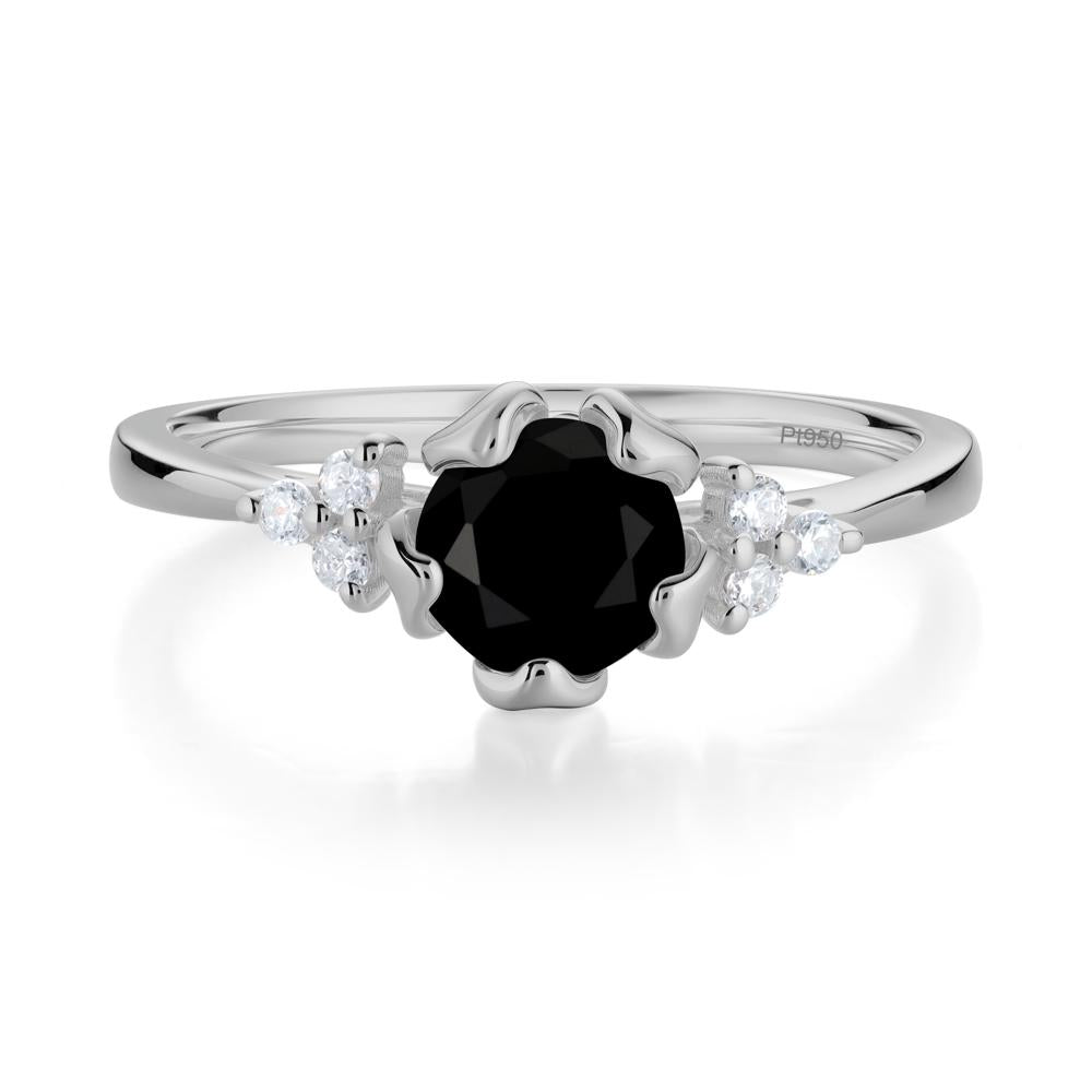 Blooming Black Spinel Flower Ring - LUO Jewelry #metal_platinum