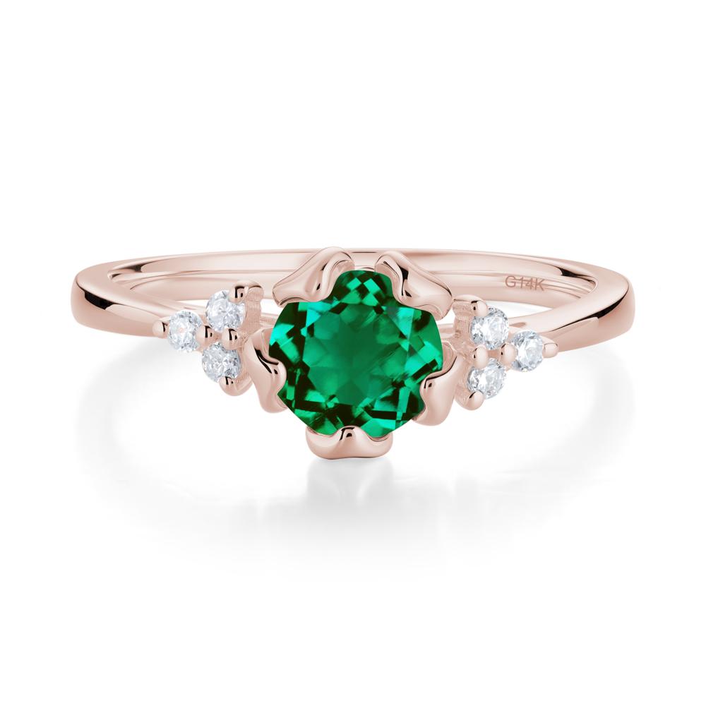 Blooming Emerald Flower Ring - LUO Jewelry #metal_14k rose gold