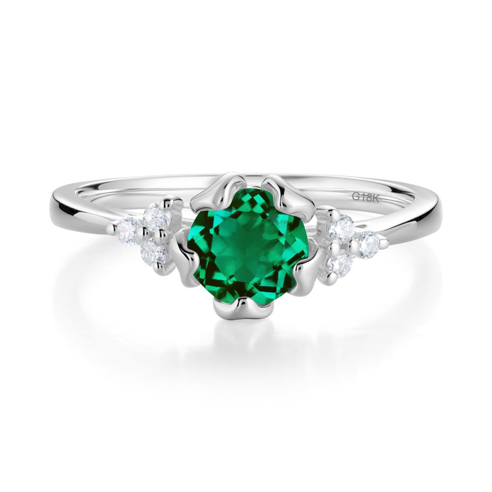 Blooming Emerald Flower Ring - LUO Jewelry #metal_18k white gold