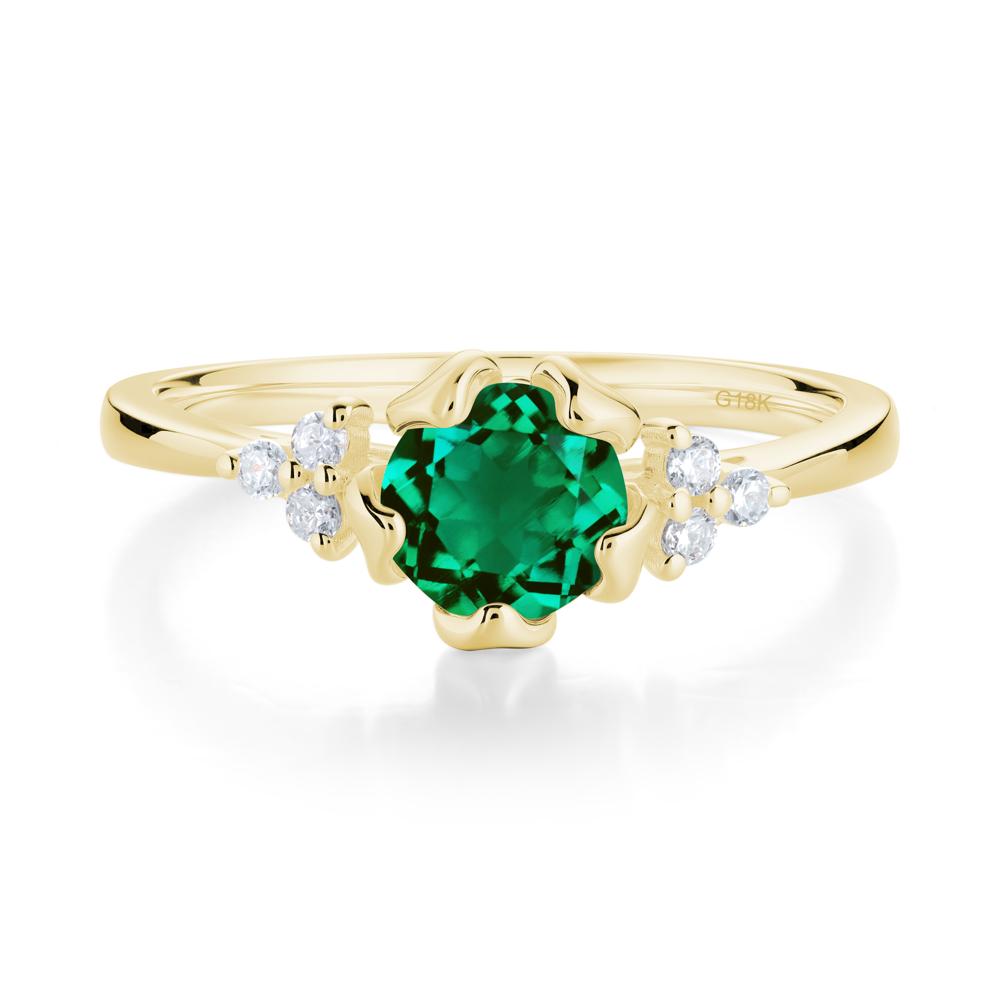 Blooming Emerald Flower Ring - LUO Jewelry #metal_18k yellow gold