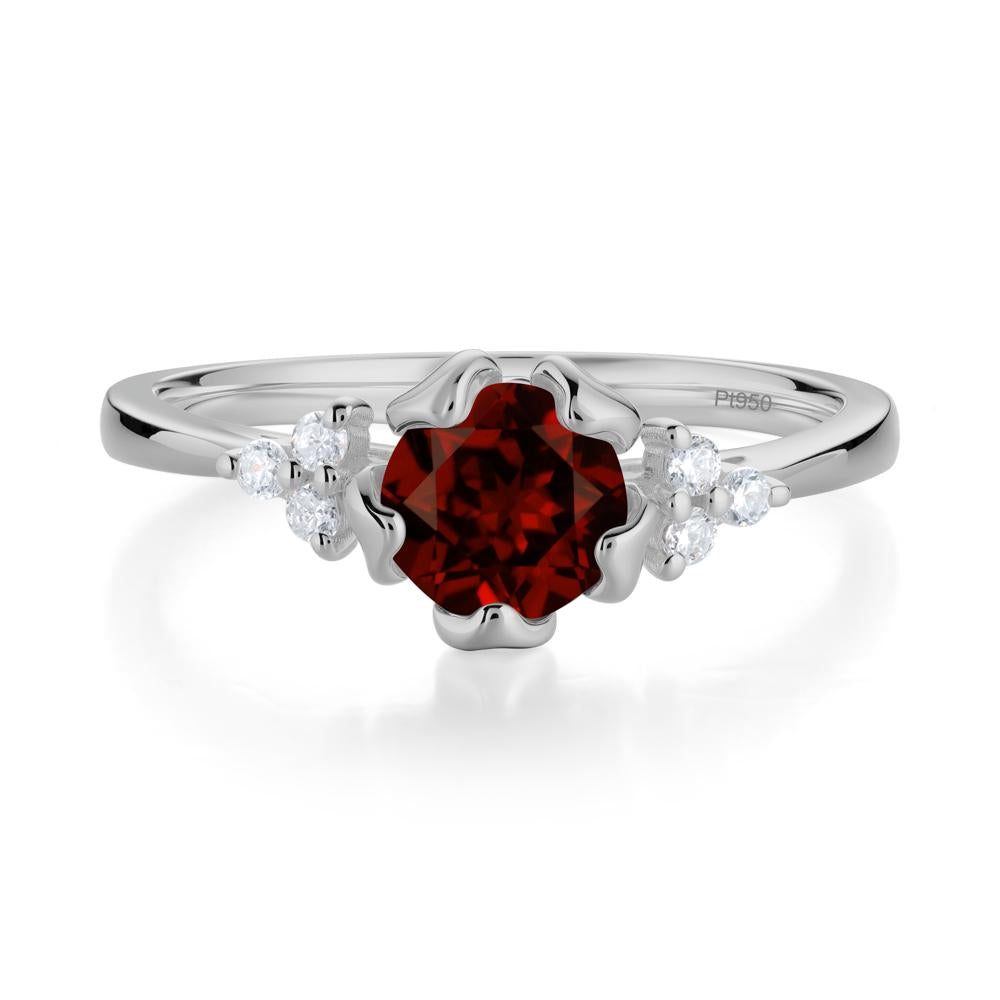 Blooming Garnet Flower Ring - LUO Jewelry #metal_platinum