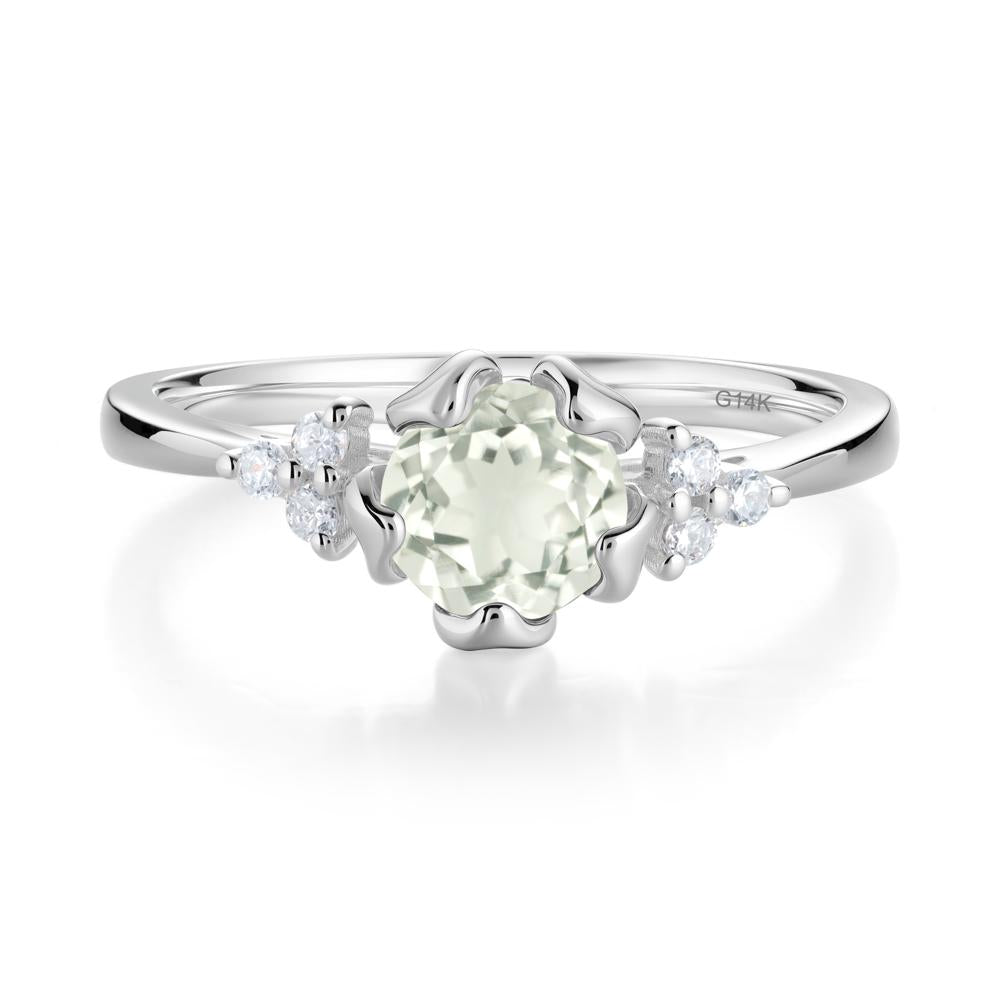 Floral Green Amethyst Cluster Ring - LUO Jewelry #metal_14k white gold
