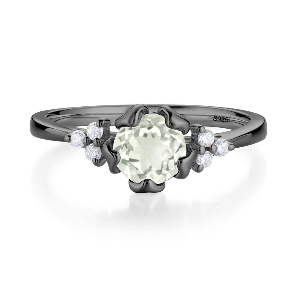 Floral Green Amethyst Cluster Ring - LUO Jewelry #metal_black finish sterling silver