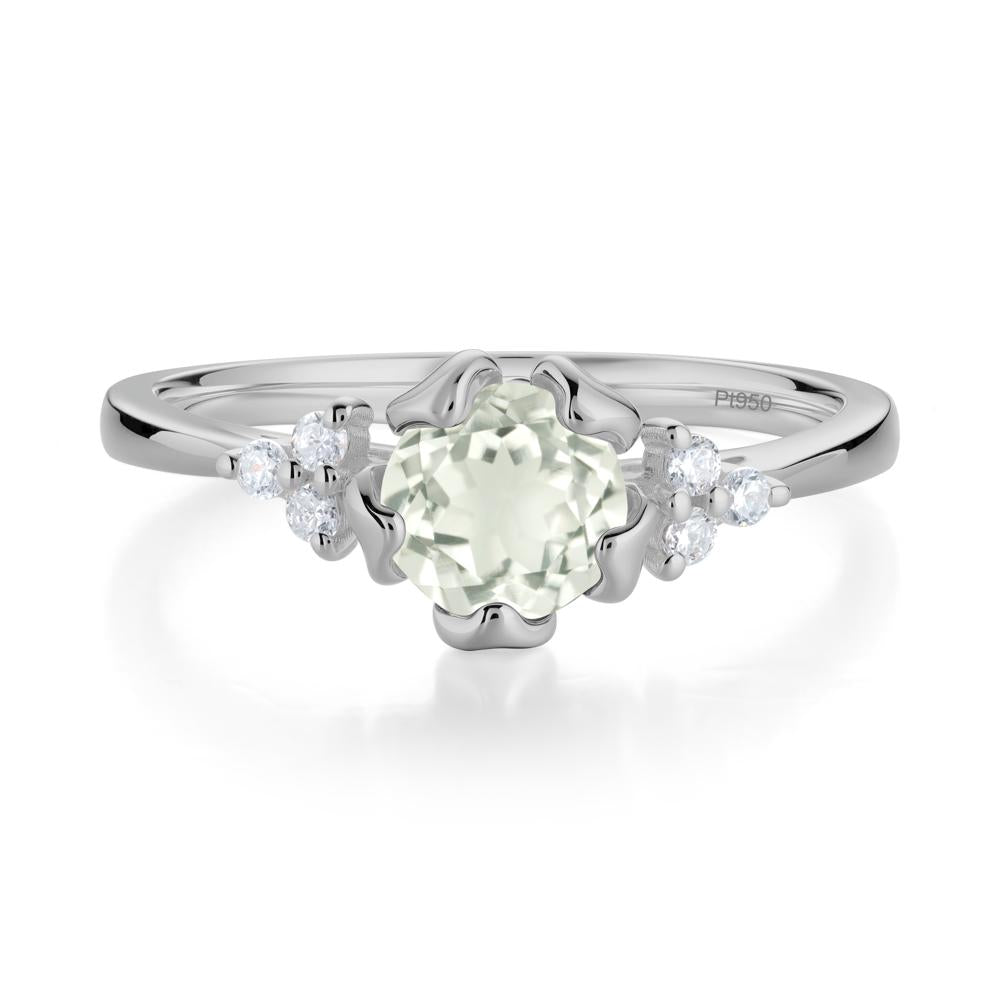 Floral Green Amethyst Cluster Ring - LUO Jewelry #metal_platinum