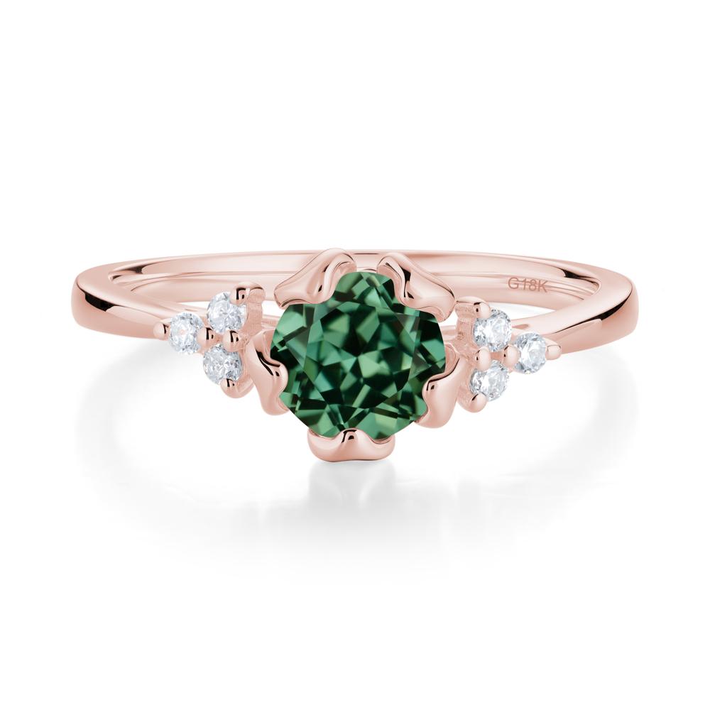 Blooming Green Sapphire Flower Ring - LUO Jewelry #metal_18k rose gold