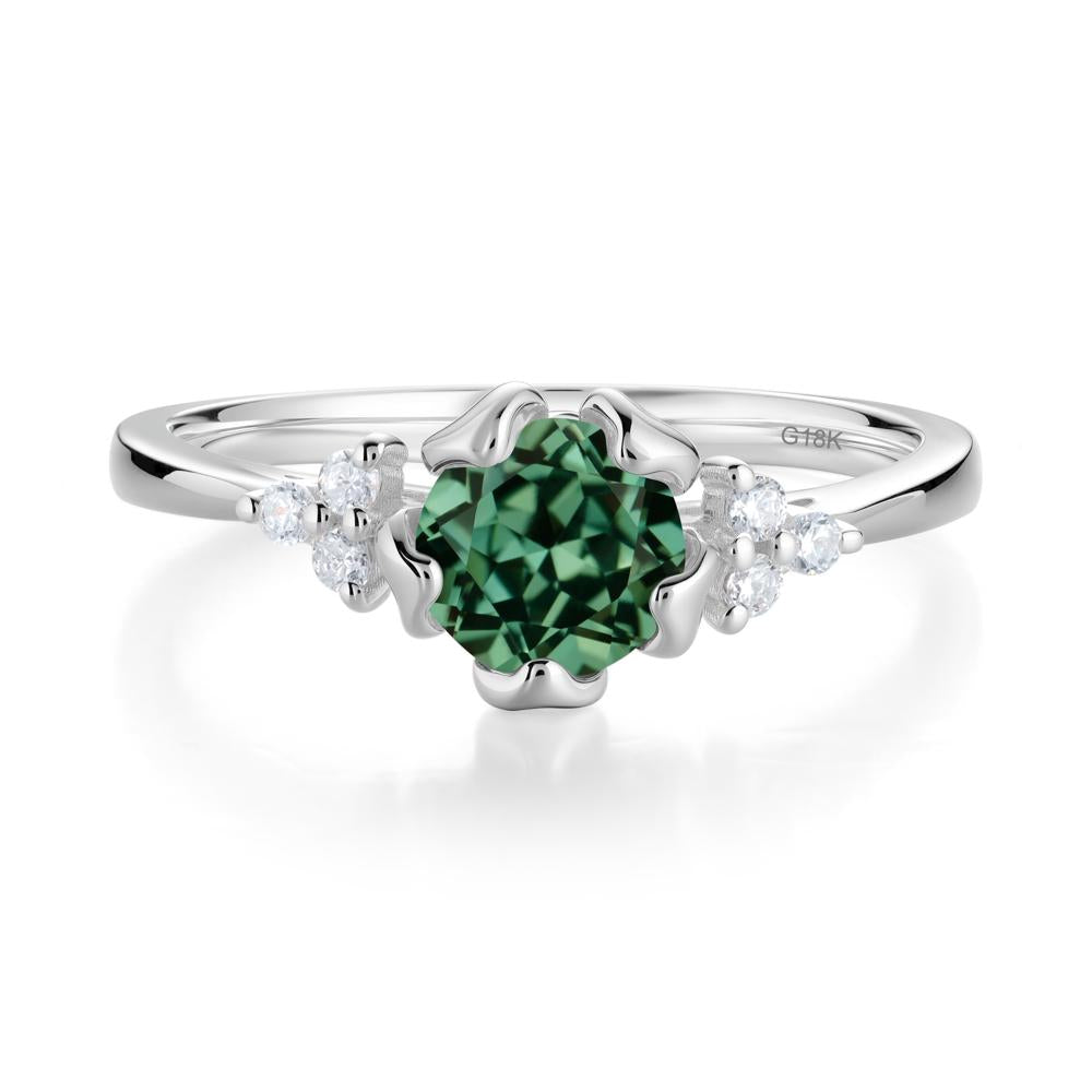 Blooming Green Sapphire Flower Ring - LUO Jewelry #metal_18k white gold