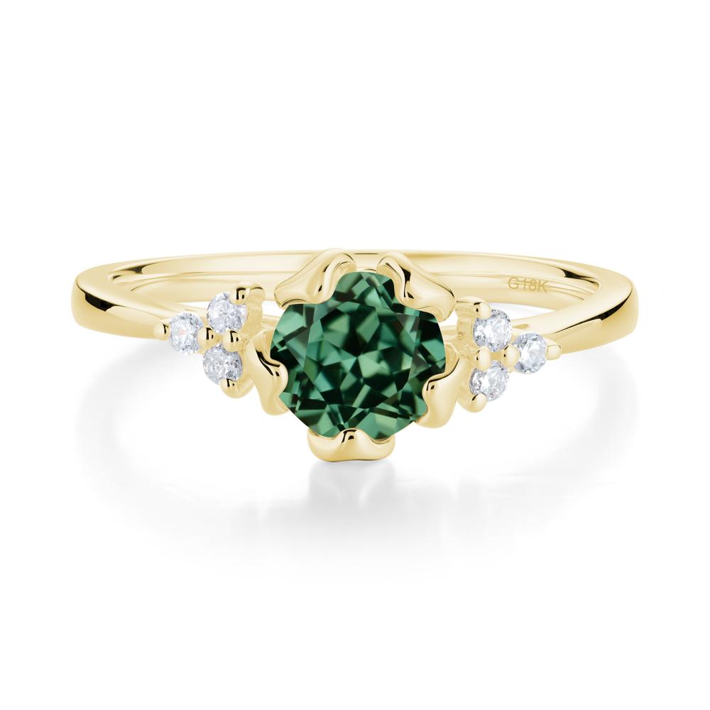 Blooming Green Sapphire Flower Ring - LUO Jewelry #metal_18k yellow gold