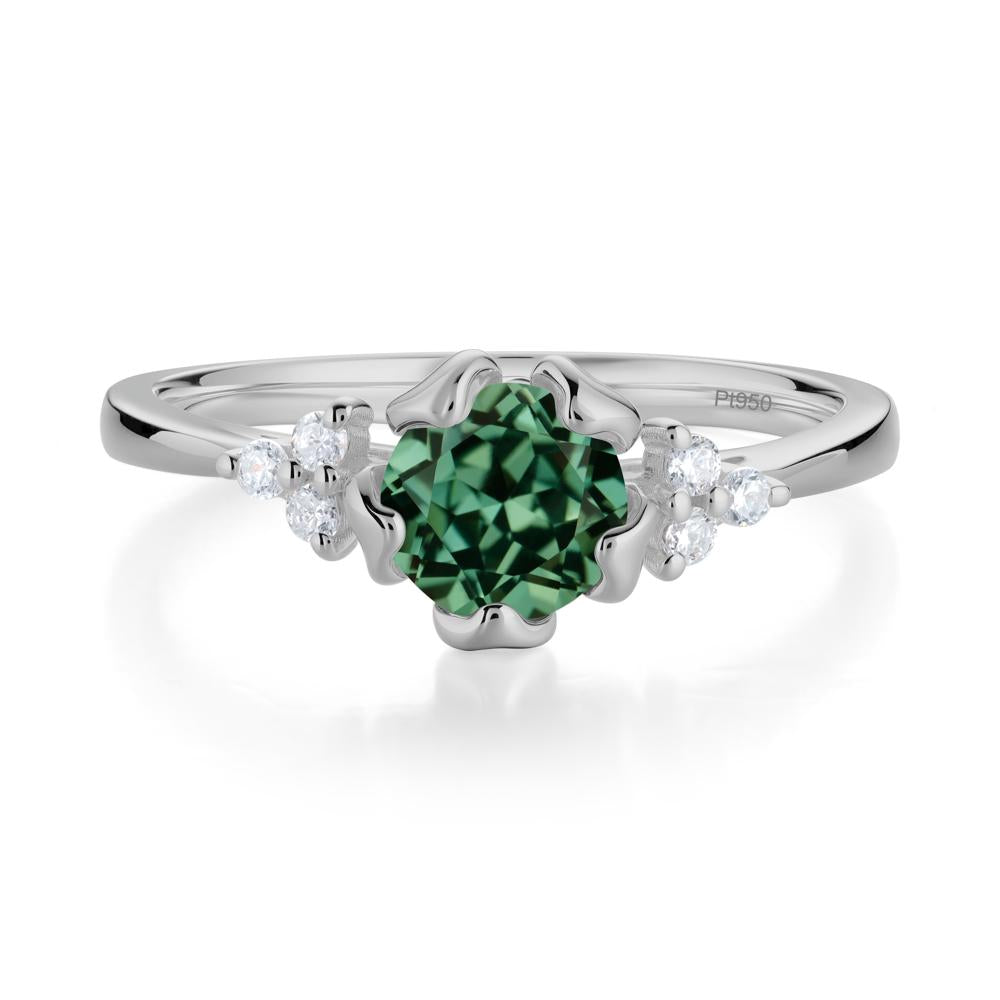 Blooming Green Sapphire Flower Ring - LUO Jewelry #metal_platinum