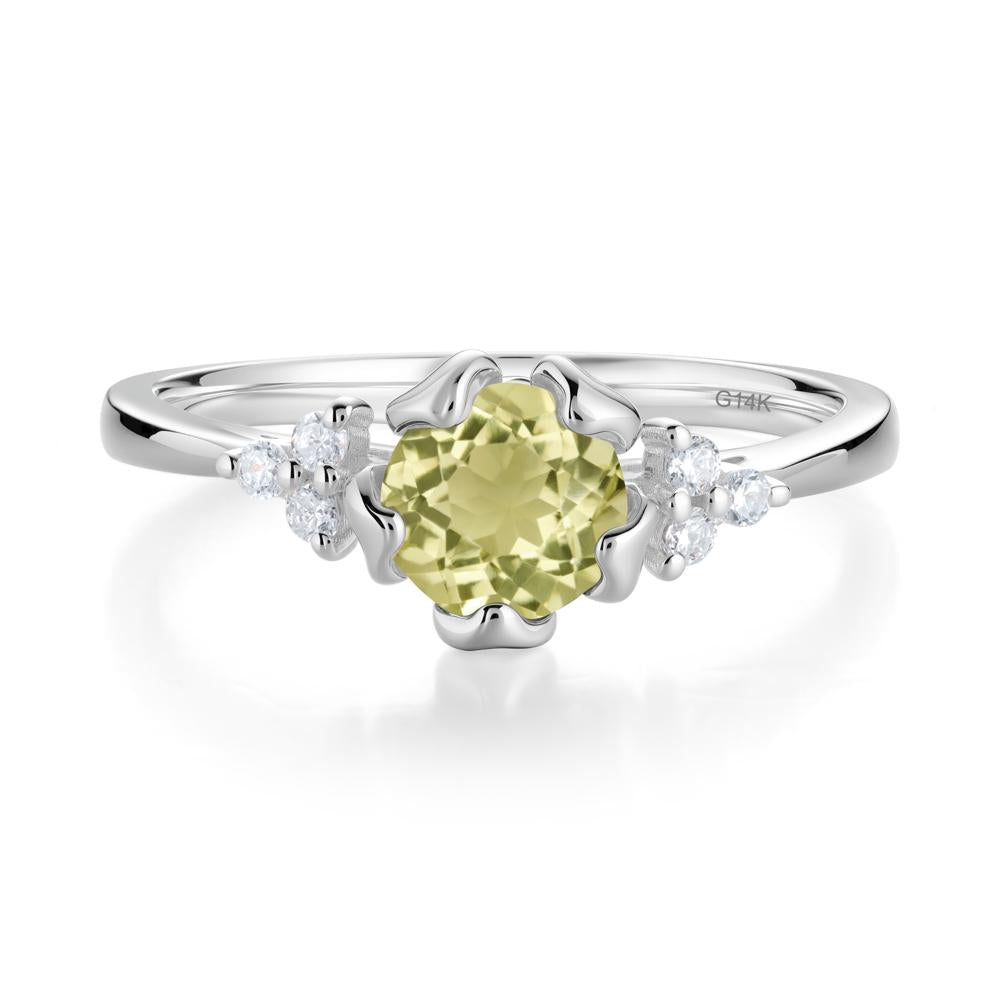 Floral Lemon Quartz Cluster Ring - LUO Jewelry #metal_14k white gold