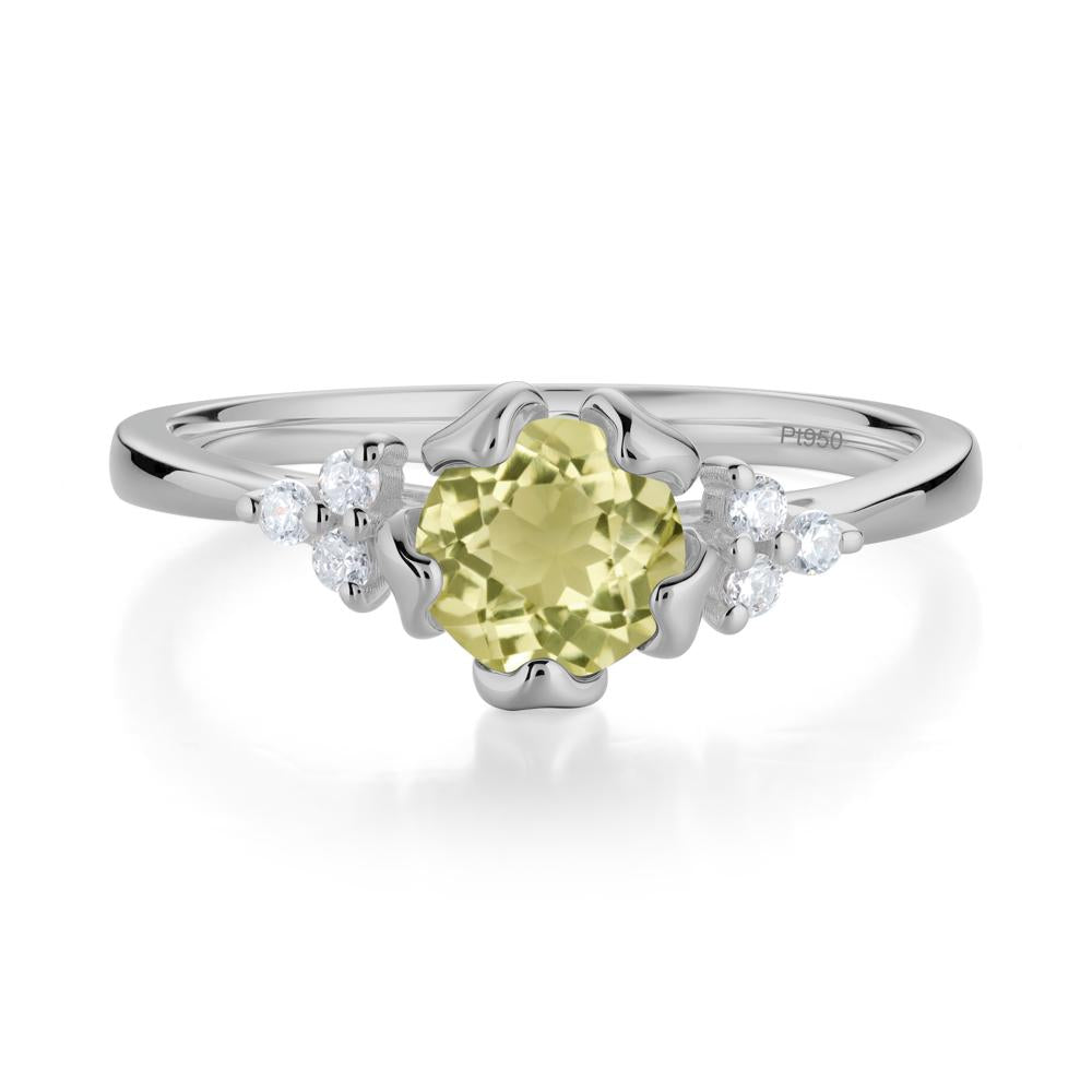 Floral Lemon Quartz Cluster Ring - LUO Jewelry #metal_platinum