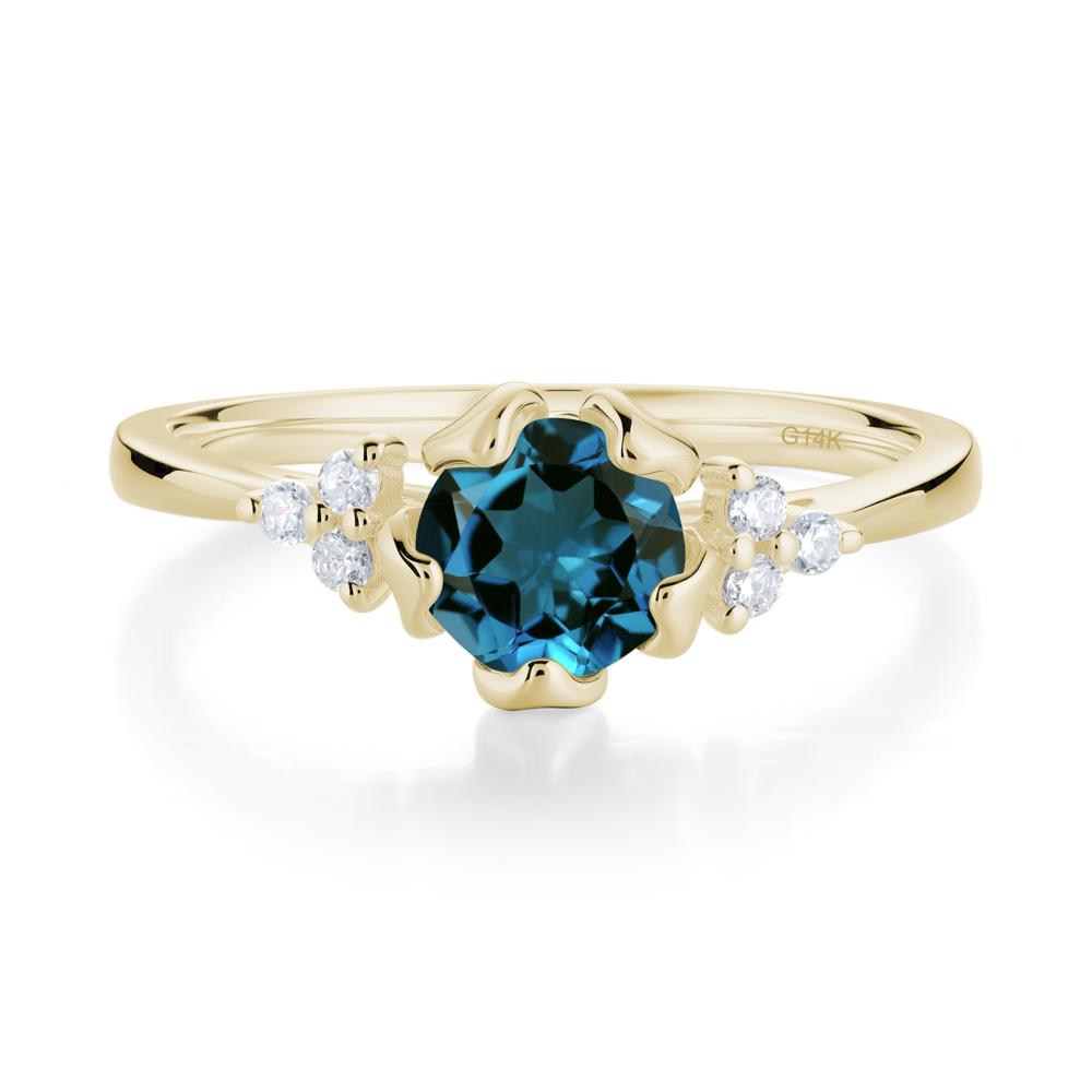 Blooming London Blue Topaz Flower Ring - LUO Jewelry #metal_14k yellow gold