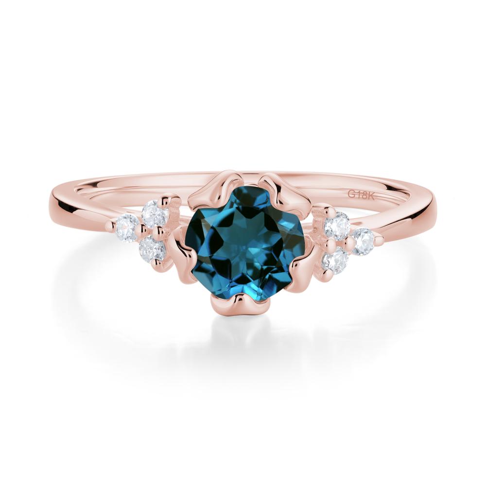 Blooming London Blue Topaz Flower Ring - LUO Jewelry #metal_18k rose gold
