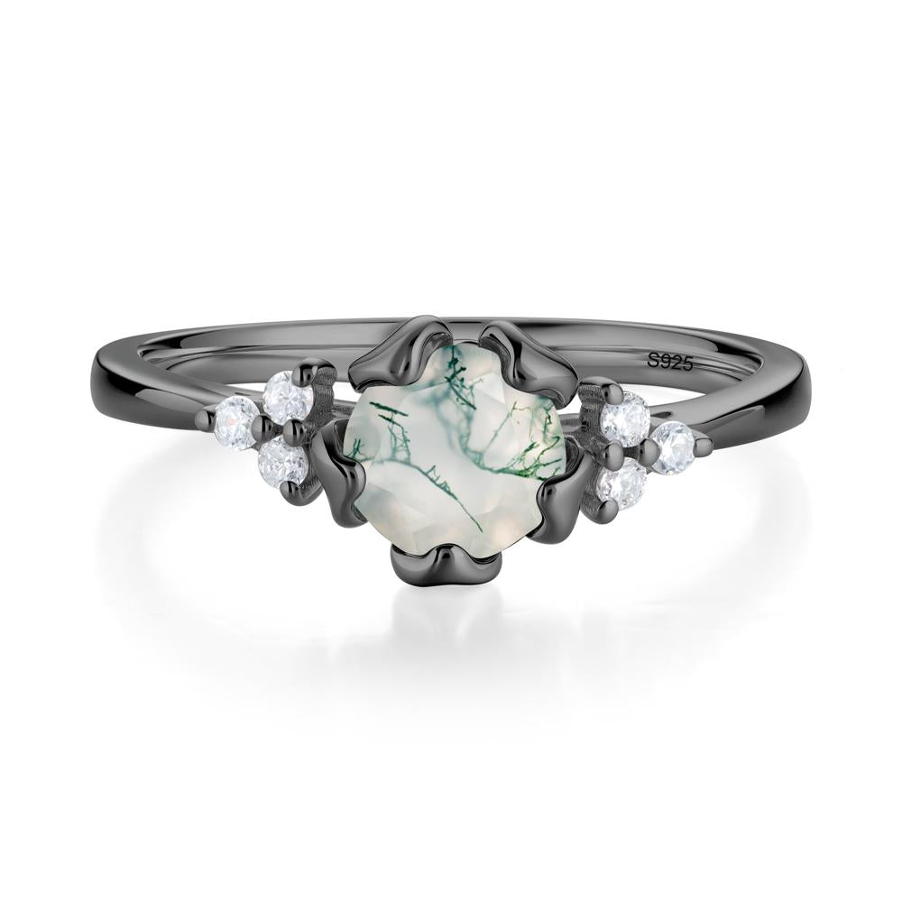 Floral Moss Agate Cluster Ring - LUO Jewelry #metal_black finish sterling silver