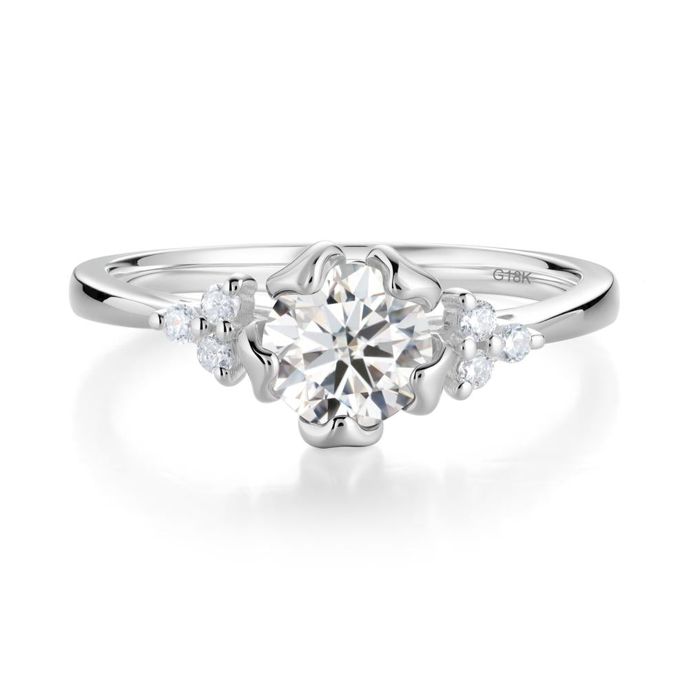Floral Round Moissanite Ring - LUO Jewelry #metal_18k white gold