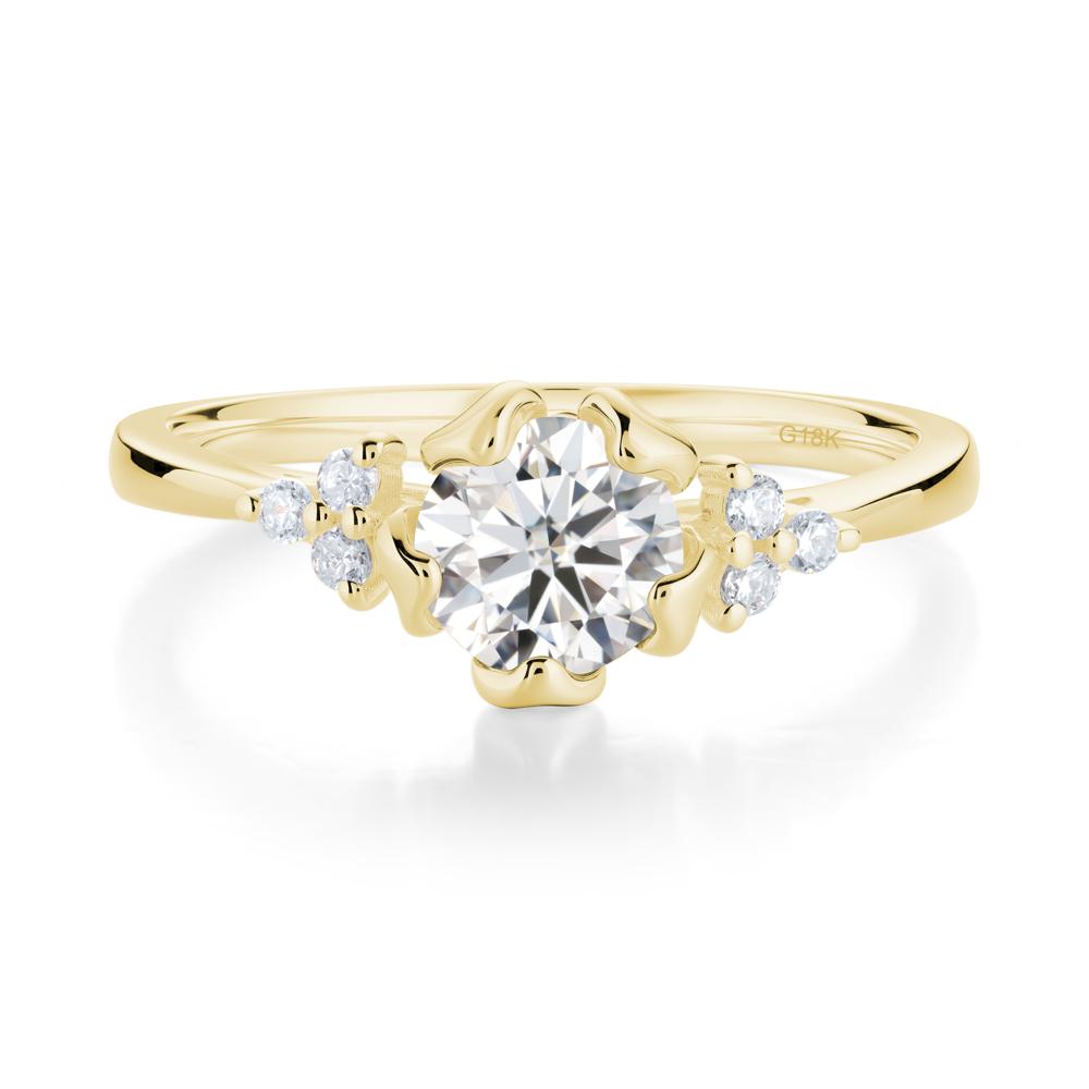 Floral Round Moissanite Ring - LUO Jewelry #metal_18k yellow gold