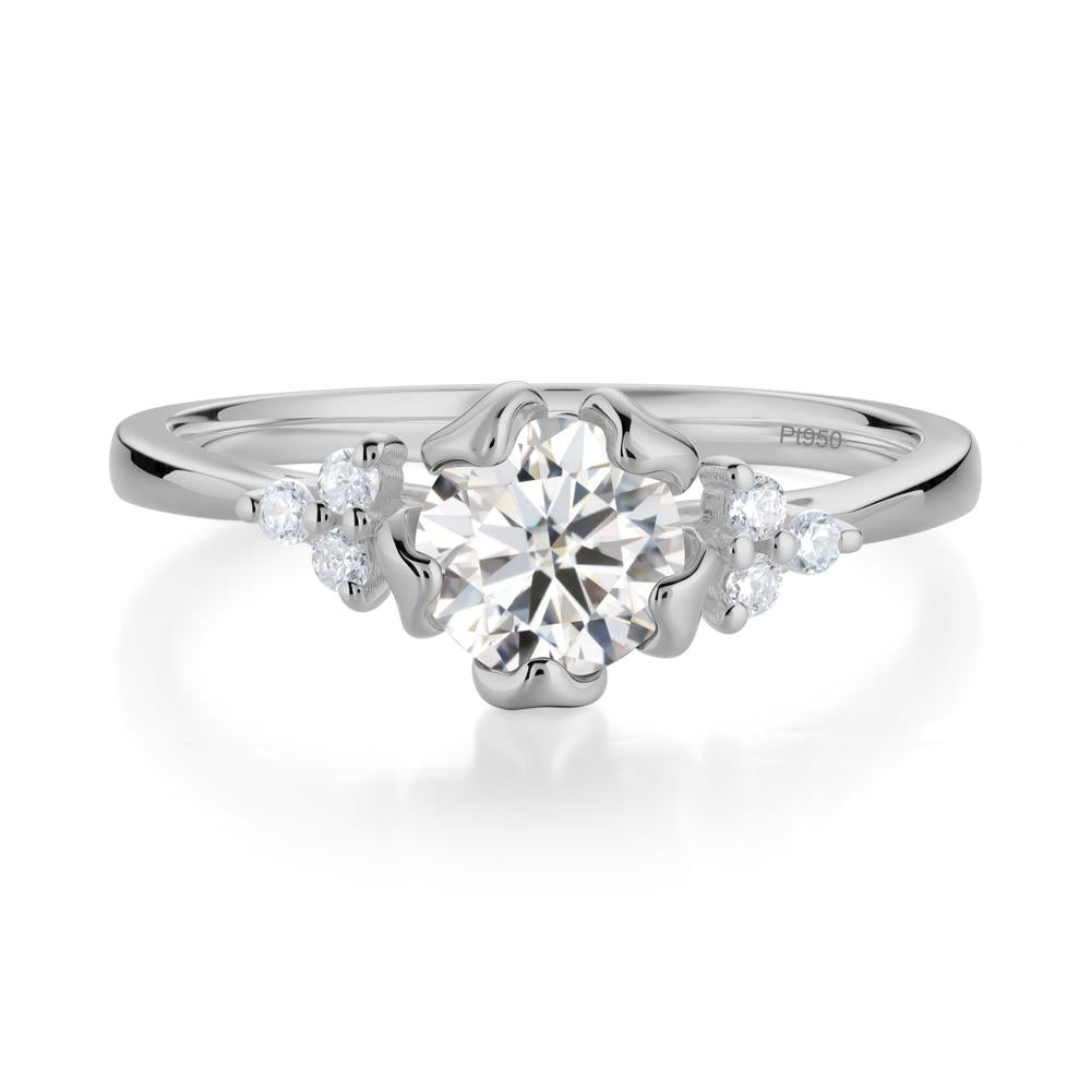 Floral Round Moissanite Ring - LUO Jewelry #metal_platinum