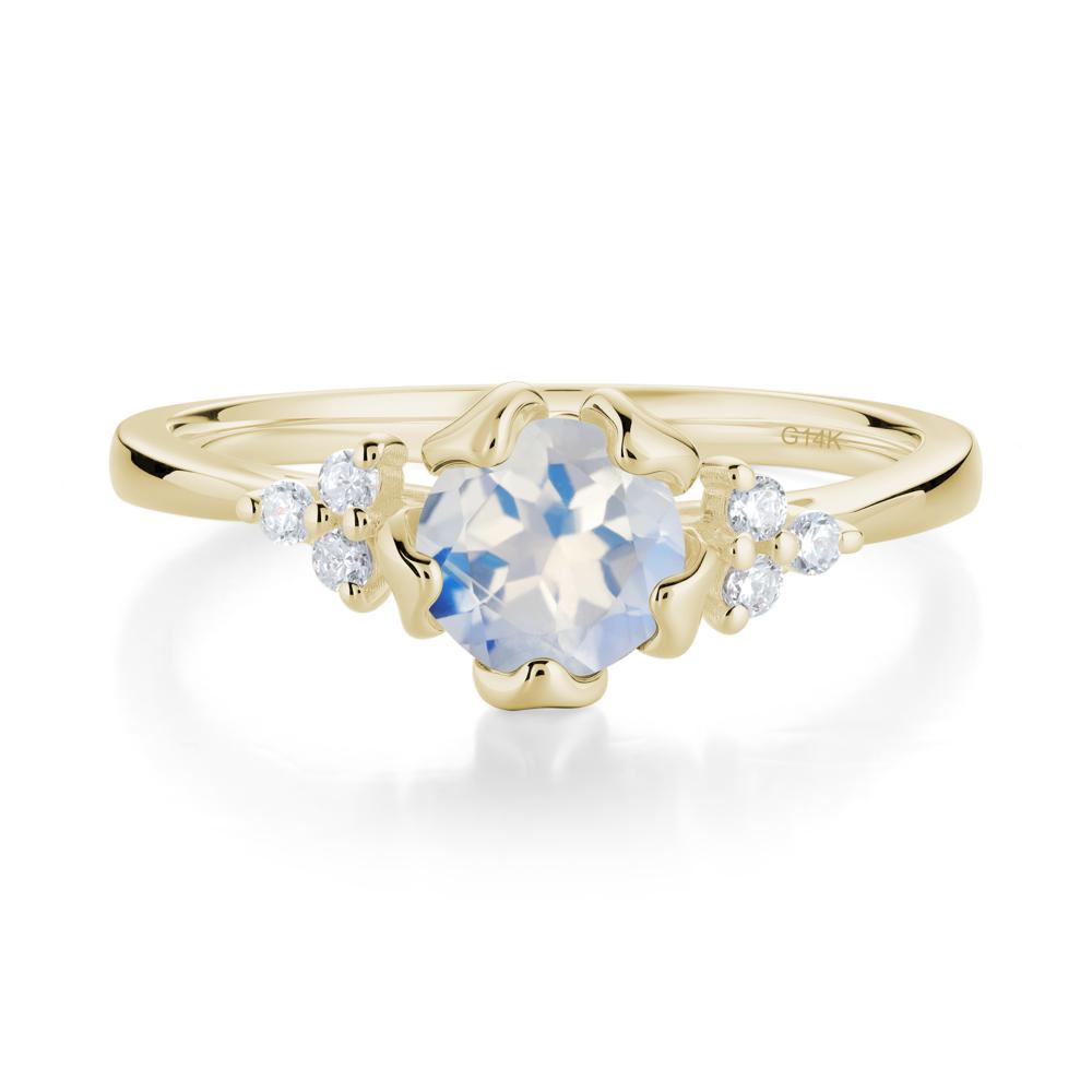 Floral Round Moonstone Ring - LUO Jewelry #metal_14k yellow gold