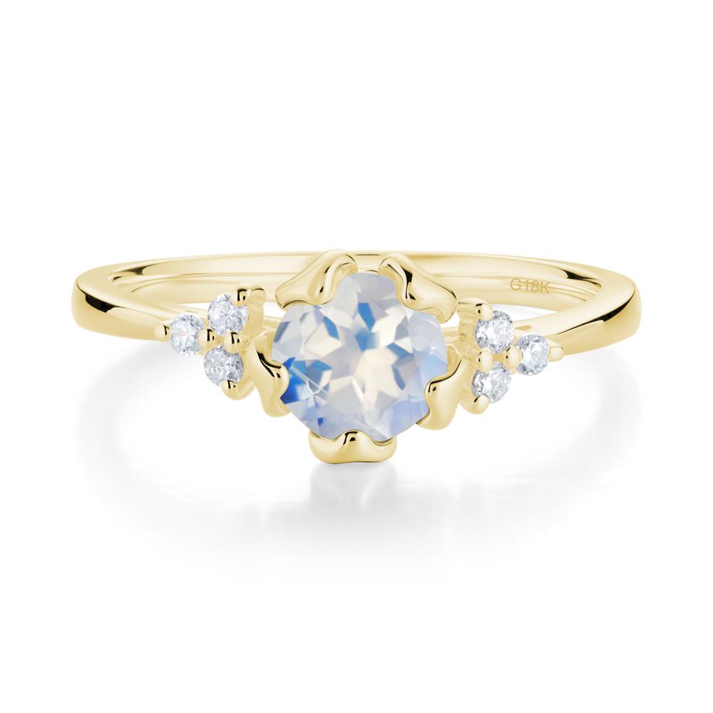 Floral Round Moonstone Ring - LUO Jewelry #metal_18k yellow gold